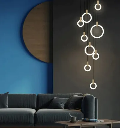 LED Nordic Holz Eisen Acryl Ringe DIY LED Lampe LED Licht.Pendelleuchten.Pendelleuchte.Pendelleuchte für Esszimmer Foyer