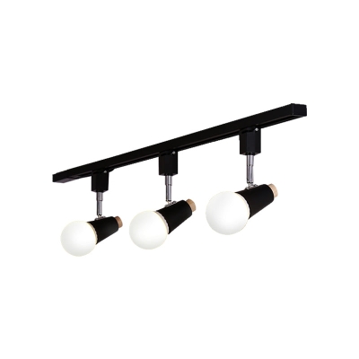 Industriële metalen lineaire plafondlamp - 3/4-kops verstelbare semi-inbouwrailarmatuur met komvormige kap in zwart/wit