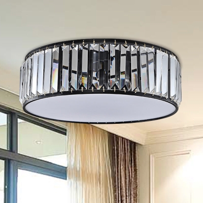 Eenvoudige trommel-inbouwlamp met kristallen schaduw - Zwart/brons 3/4/5-lichtarmatuur voor slaapkamers