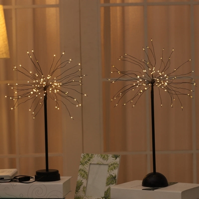 Metallische Löwenzahn-Tischlampe: Schwarze LED-Nachttischbeleuchtung für Schlafzimmer
