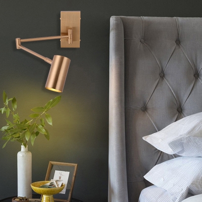 Applique da parete modernista a LED color oro con paralume in metallo - Illuminazione per camera da letto