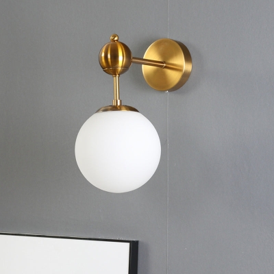Lampada da parete moderna in ottone con nodo regolabile - Design a globo in vetro bianco