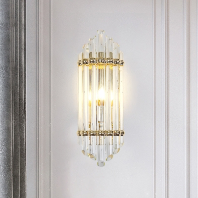 Aplique de pared empotrado con tubo de cristal transparente - Mid Century 1 luz para sala de estar