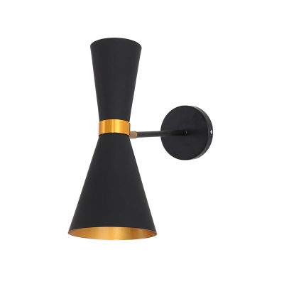 Applique moderna in metallo con 2 lampadine per montaggio a parete in camera da letto, colore nero