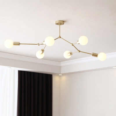 Hängender Kronleuchter mit 6 Lichtern, moderner Glasschirm, Deckenleuchter für Wohnzimmer