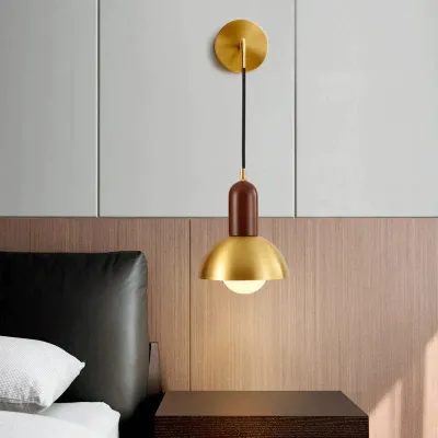 Alle Kupfer Nachttischlampe Licht Luxus Postmoderne Einfache Wohnzimmer Hintergrund Wand Gang Retro Kreative Persönlichkeit Kugel Kupfer Wandlampe