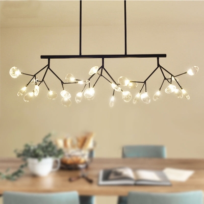 Modern Bubble Chandelier with Clear Glass, 27 Heads, Black/Gold - Dining Room Hanging Light Kit