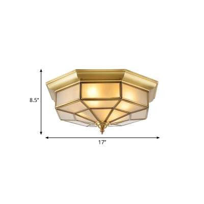 Colonial Brass Ceiling Light with Prismatic Milky Glass - 4/6 Bulbs - Ideal for Living Rooms - 17