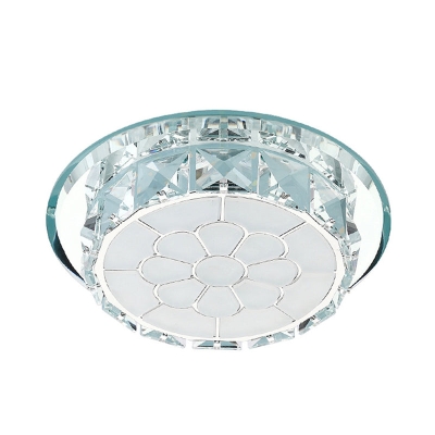 LED Crystal Ceiling Light - Elegant Chrome Floral Design in 3 Light Options, Ideal for Corridors - Recessed or Surface Mount