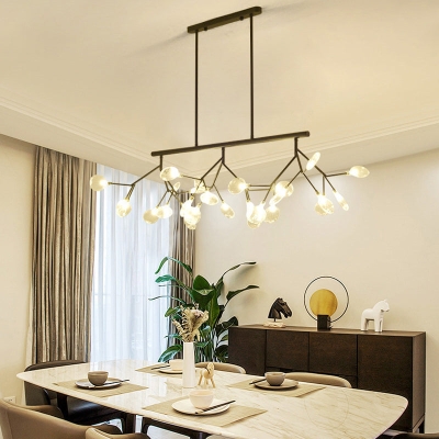 Modern Bubble Chandelier with Clear Glass, 27 Heads, Black/Gold - Dining Room Hanging Light Kit