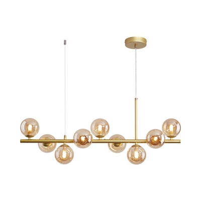 Postmoderne Glaskugel-Pendelleuchte für die Küche – mehrere Farben und Gold/Schwarz-Finish – 7/9/11 Lichter