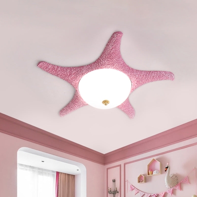 Sternennacht in Ihrem Zimmer – LED-Unterputzleuchte mit Seestern aus Kunstharz für Kinder in verspieltem Rosa, Gelb und Blau mit warmweißem Licht