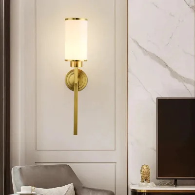 Vollkupfer-Wandlampe, einfache klassische Schlafzimmer-LED-Kopf-TV-Hintergrundwand, Treppenhaus-Kupfer-Wandlampe