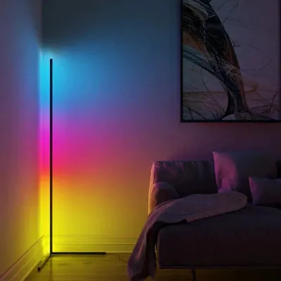Lampadaire LED nordique RGB coin LED Angle droit lampadaires coloré chambre lampe éclairage télécommande coin lampe sur pied