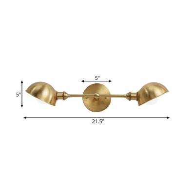 Lampada da parete moderna a forma di ciotola in ottone con 2 teste - Illuminazione con applique per camera da letto