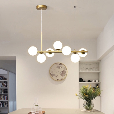 Postmoderne Glaskugel-Pendelleuchte für die Küche – mehrere Farben und Gold/Schwarz-Finish – 7/9/11 Lichter