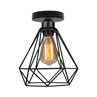 Retro enkele Black Diamond badkamerplafondlamp - halfverzonken montage