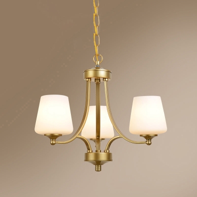 Milk Glass Chandelier: Elegant Cone Shade for Traditional Dining Room Ceiling Lighting