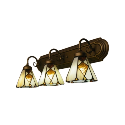Tiffany Cone wandlamp met 3 geel/amberkleurige glazen schanskoppen - Perfect voor gangverlichting