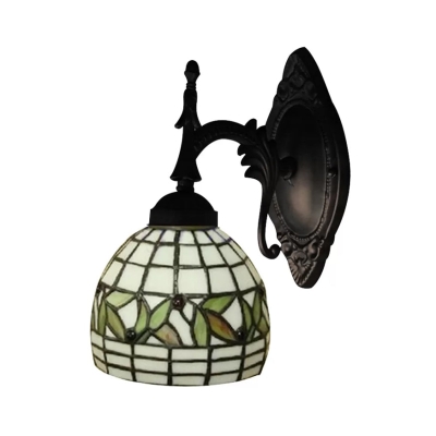 Rustieke Tiffany wandgemonteerde bloemlamp - veelkleurig voor gangen