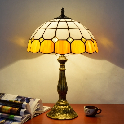 Decorative Stained Glass Dome Shade Table Lamp for Living Room - Nightstand Light