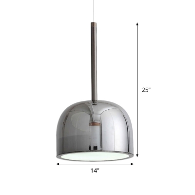Contemporary Black Dome Pendant Light for Study Room - Metal Hanging Ceiling Fixture