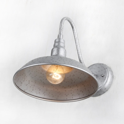 Industrial Silver Metal Outdoor Wall Sconce - 10
