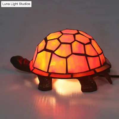 Adorable Turtle Table Lamp: Baroque Stained Glass Night Light for Kids Bedroom
