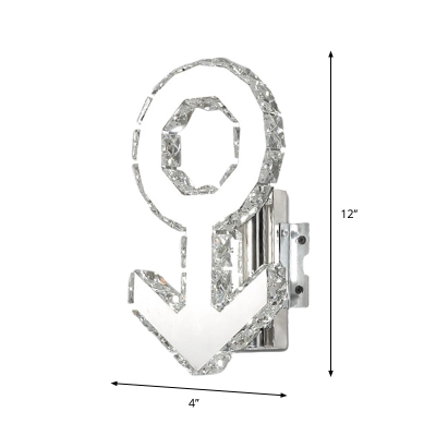 Eigentijdse wandlamp voor mannelijk bord - Kristallen blok LED-gangverlichting in roestvrij staal - Warm/wit licht