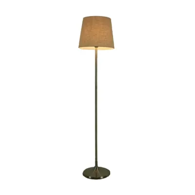 Minimalist Nickel Floor Lamp with Fabric Empire Shade - Perfect for Living Rooms