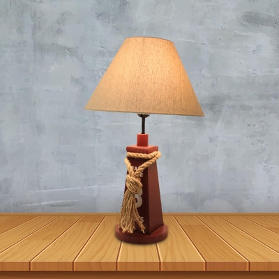 Veilleuse pour enfants à base trapézoïdale - Lampe de table en résine avec abat-jour rouge/blanc