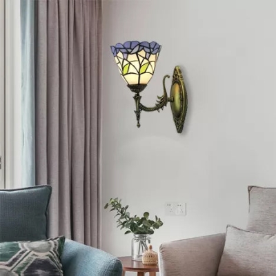 Rustieke Tiffany wandgemonteerde bloemlamp - veelkleurig voor gangen