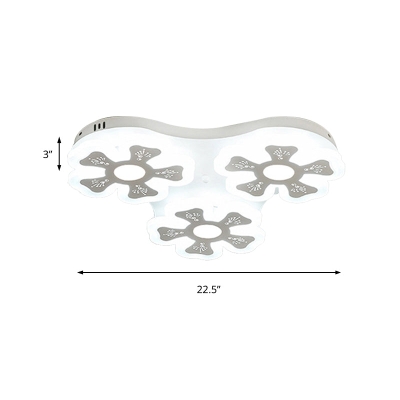 Modern Style White Floral Ceiling Lamp - Acrylic Flush Mount Ceiling Light for Study Room & Corridor