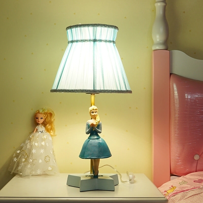 Lampe de lecture en forme de baril bleu pour chambre d'enfants, lampe de lecture avec décoration pour fille