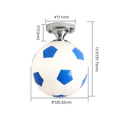 Kids' Football Ceiling Mounted Fixture - Close to Ceiling Lighting for Bedroom with Glass Style