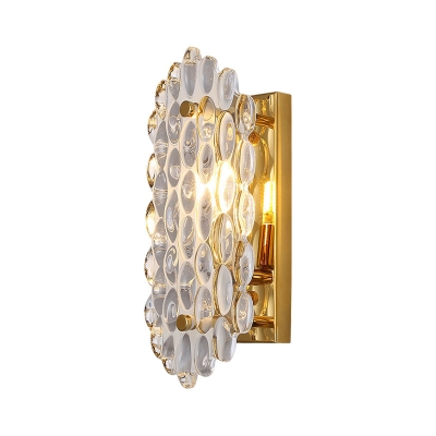 Moderne gouden wandlamp met kristallen paneelkap - Elegante gangkandelaar