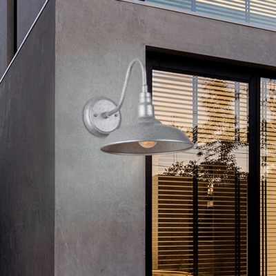 Industrial Silver Metal Outdoor Wall Sconce - 10