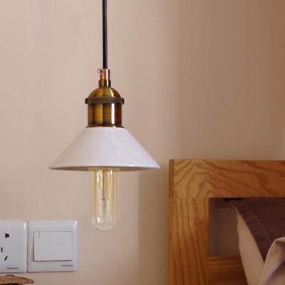 Mid Century Cone Ceramic Pendant Lamp - White