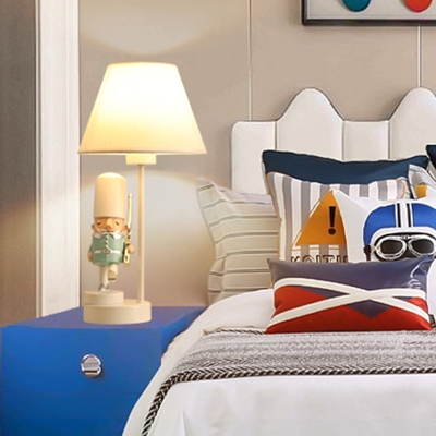 Kids Soldier Bedside Lamp: Resin Nightstand with Shade, Table Lighting (1 Bulb)