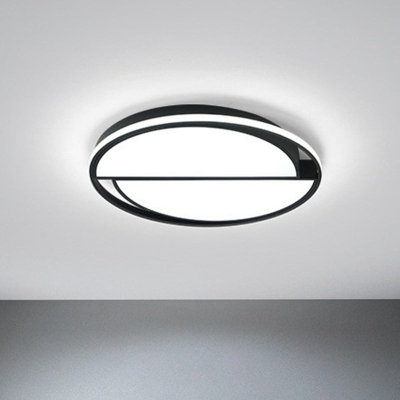 Modern Black Metal LED Ceiling Light for Study Room - Splicing Round Design