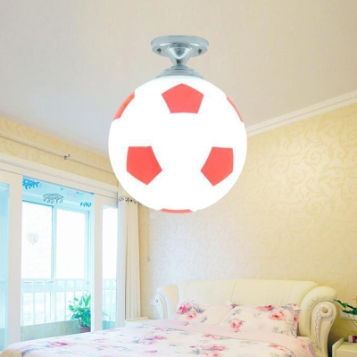 Kids' Football Ceiling Mounted Fixture - Close to Ceiling Lighting for Bedroom with Glass Style
