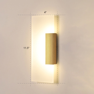 Gouden minimalistische LED-wandkandelaar voor gang - rechthoekig acrylontwerp