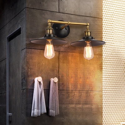 Vintage Metal Black Wall Sconce - Shaded Single Bathroom Lighting Fixture