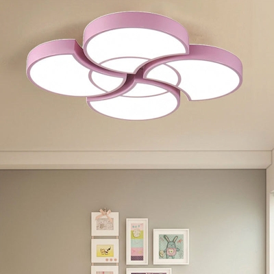 Floral Flush Ceiling Light for Kids' Spaces - Metal and Acrylic Ceiling Lamp for Kindergarten and Corridor
