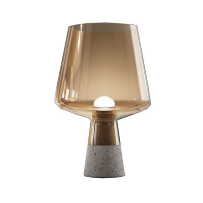 Modern Wineglass Bedside Table Lamp with Cement Base