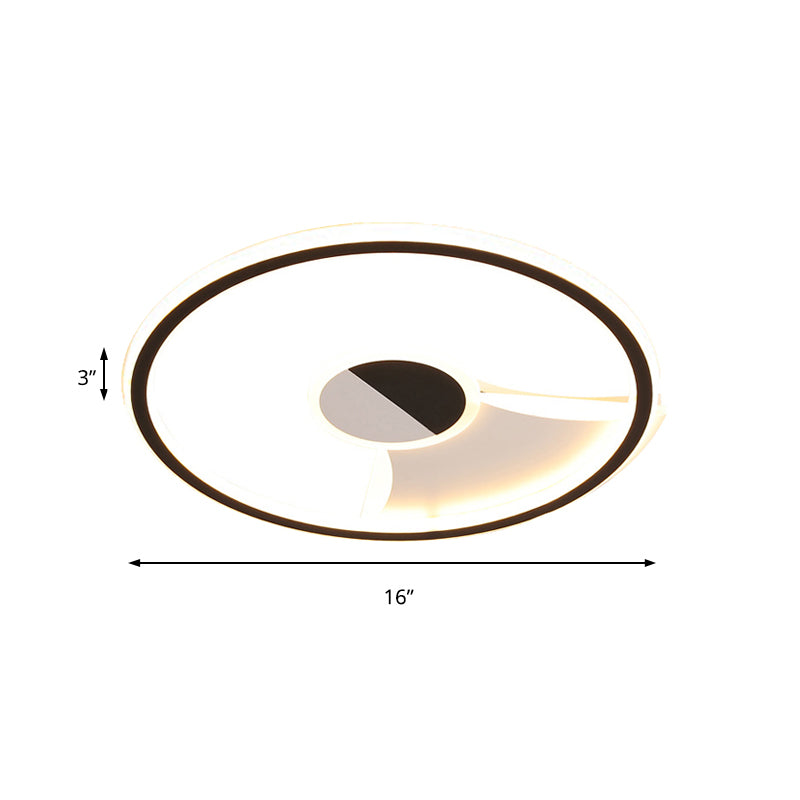 Simple Style LED Acrylic Flush Ceiling Light – Black/White, 16