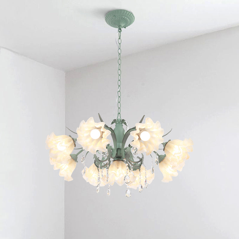 Ruffle Frost Glass Chandelier - Korean Garden Dining Room Pendant Light