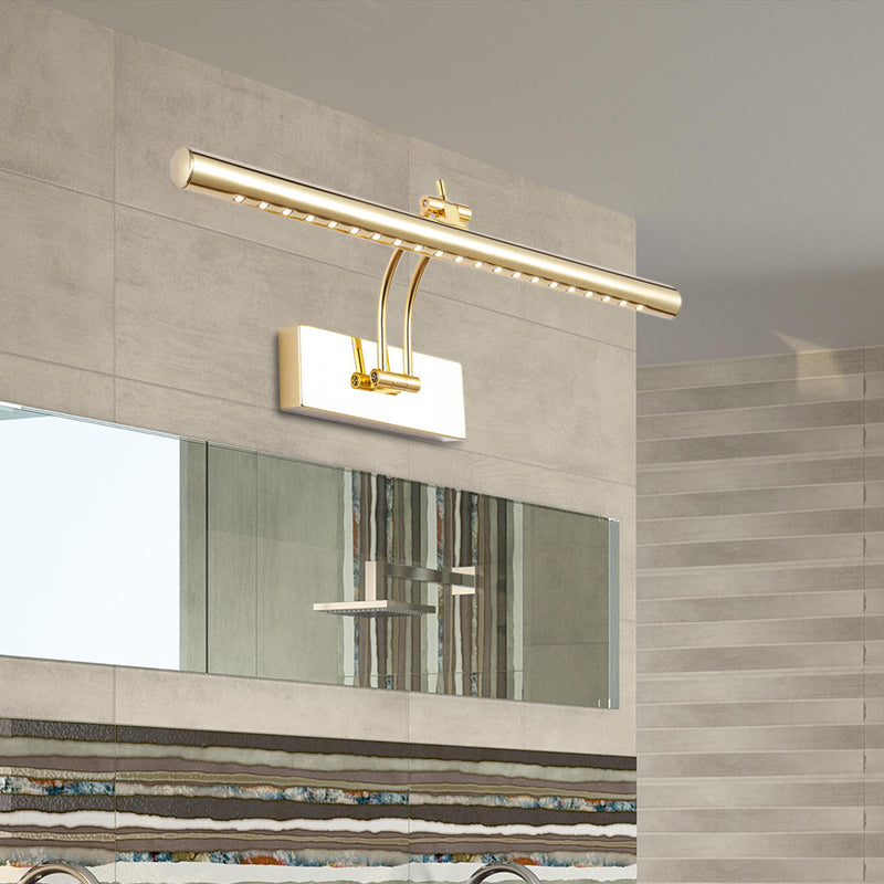 Lámpara de pared LED para baño con pantalla tubular de metal - Acabado cromado/dorado, 16