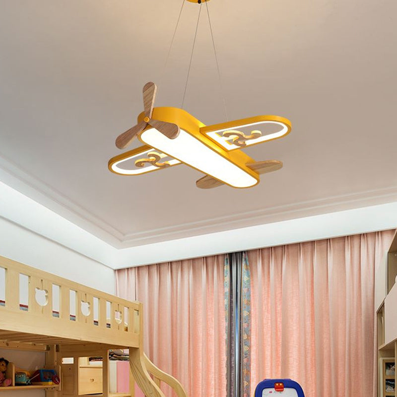 Lampada a sospensione a forma di aereo per bambini Lampadario a sospensione a LED in acrilico per camera da letto