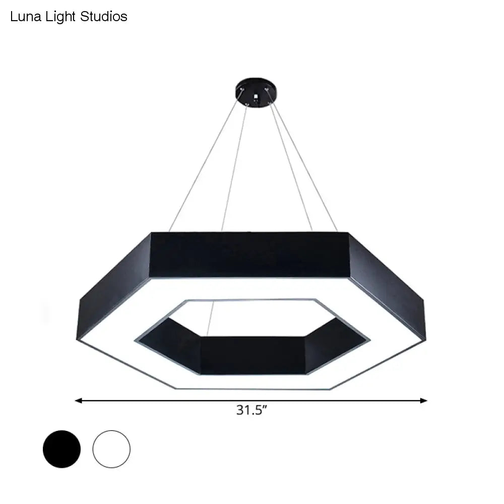 Nowoczesna akrylowa sześciokątna lampa wisząca w kolorze czarno-białym do biura